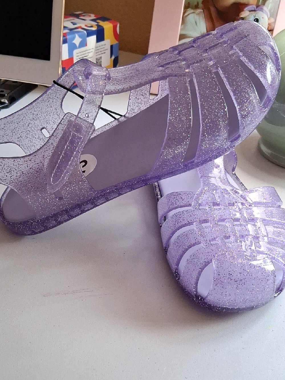 New Glitter Jelly Sandals - Purple Girls Shoes